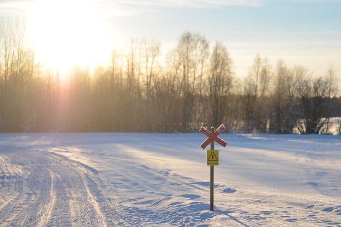 vårvinter skoterspår